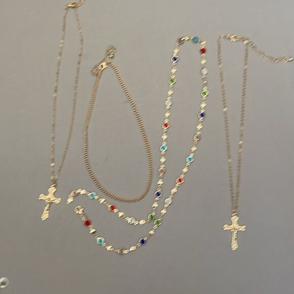 Multi-Layer Necklace with Cross Pendants A1223 - Picture 2 of 3